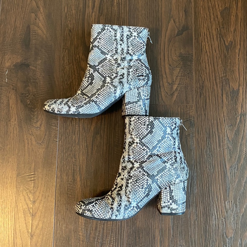 Snakeskin booties